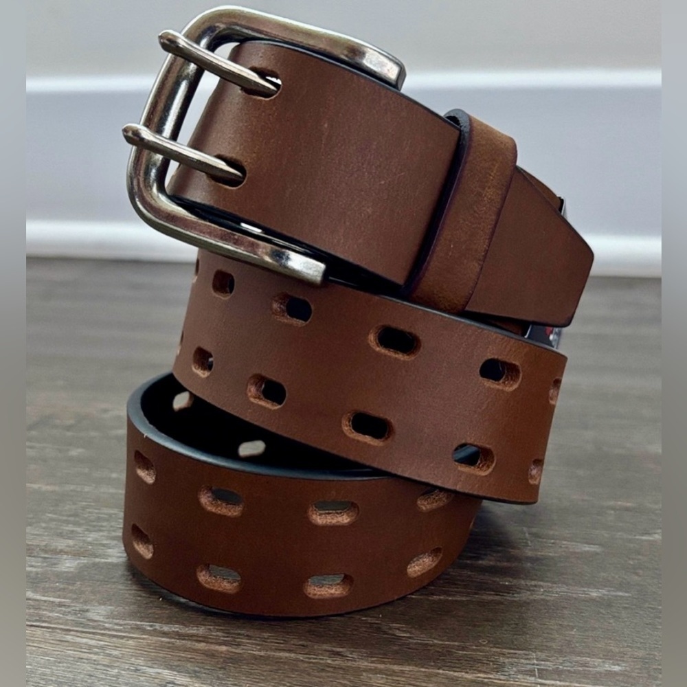 Smith’S Genuine Leather,double prong,antique nickle buckle,embossed logo,USA